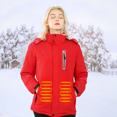 Red Fishing Heated Winter Clothes Women Electric Rechargeable Heating Jacket For Winter