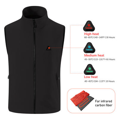 Black Battery Powered Heated Hunting Vest Far Infrared Heated Body Warmers