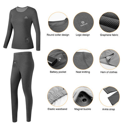 Female Winter Battery Heating Base Layers Thermal Long Underwear Two Piece Suit