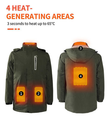 Snow Windbreaker Electric Coat Warmer Polyester Heated Cotton Jacket with Hood