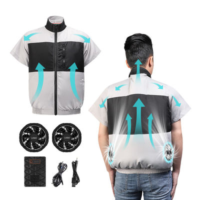 Light Gray Black Cooling Fan Vest S/M/L/XL/XXL/XXXL Optinal With 6700mAh Battery