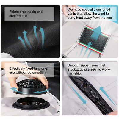 DC 12V 6700mAh Cooling Fan Jacket Noise Less Than 30dB Air Conditioner Jacket For Men