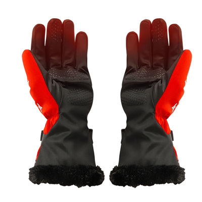 Red Finger Touch Screen Electric Heated Snowboard Gloves Lycra Battery Powered Work Gloves