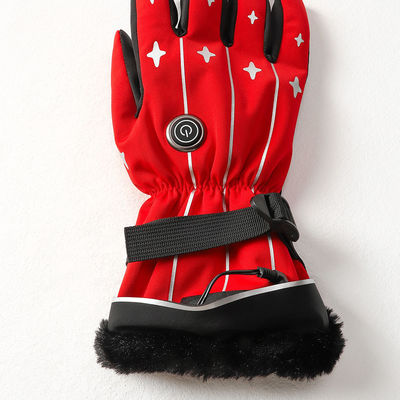 Red Finger Touch Screen Electric Heated Snowboard Gloves Lycra Battery Powered Work Gloves