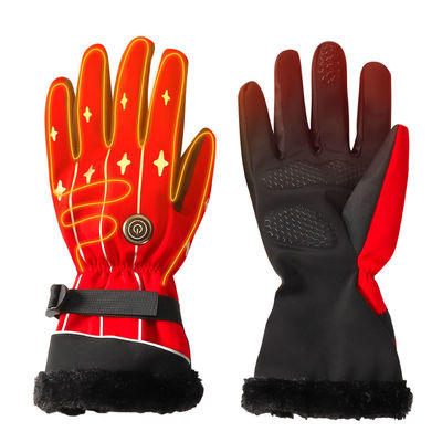 Winter Outdoor Riding 4000mAh Battery Heated Winter Gloves Red Heated Mittens Womens