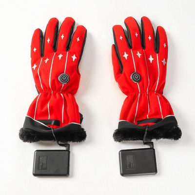 Winter Outdoor Riding 4000mAh Battery Heated Winter Gloves Red Heated Mittens Womens
