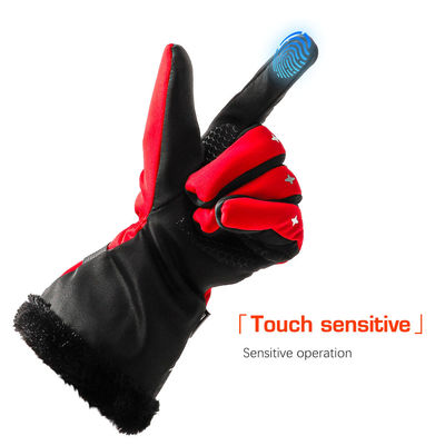 Winter Outdoor Riding 4000mAh Battery Heated Winter Gloves Red Heated Mittens Womens