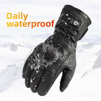 Sheep Skin Black XXL Heated Winter Gloves 7.2V Battery Heated Ski Gloves for Men Women
