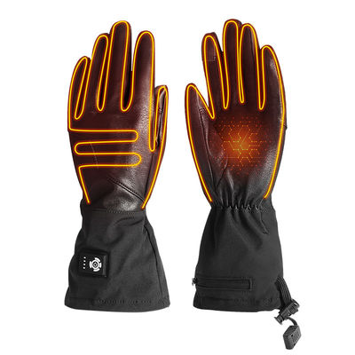 Windproof Synthetic Leather Electric Heated Ski Gloves Battery Operated Gloves For Hunting
