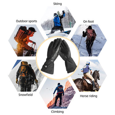 Windproof Synthetic Leather Electric Heated Ski Gloves Battery Operated Gloves For Hunting