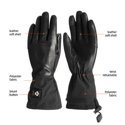 Windproof Synthetic Leather Electric Heated Ski Gloves Battery Operated Gloves For Hunting