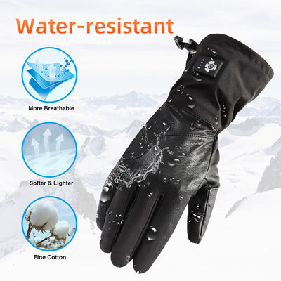 Windproof Synthetic Leather Electric Heated Ski Gloves Battery Operated Gloves For Hunting