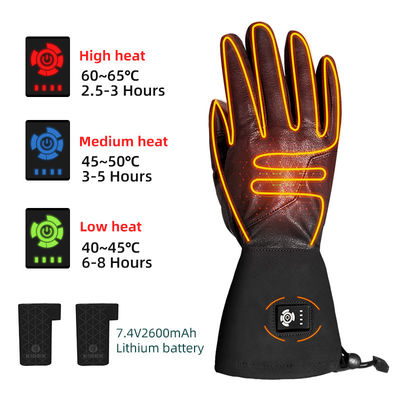 Windproof Synthetic Leather Electric Heated Ski Gloves Battery Operated Gloves For Hunting