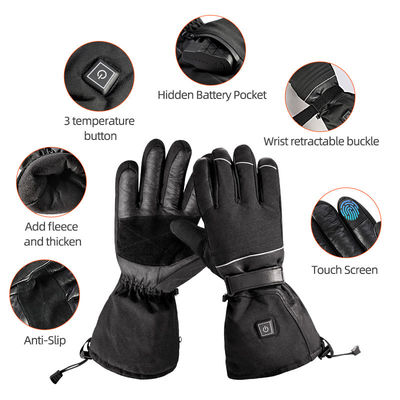 7.4V Thick Rechargeable Battery Heated Ski Gloves Womens Electric Thermal Warming Gloves with 3 Heating Settings