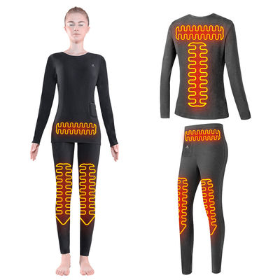 Fleece Lined Electric Heated Underwear Set Women Wireless Remote Control Temperature