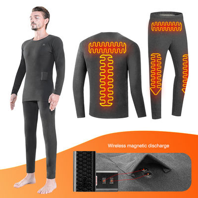 Winter Electric Heated Underwear Set Fleece Thermal Tops Pants Ski Heating Body Suit