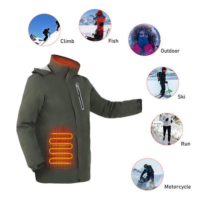 Snow Windbreaker Electric Coat Warmer Polyester Heated Cotton Jacket with Hood