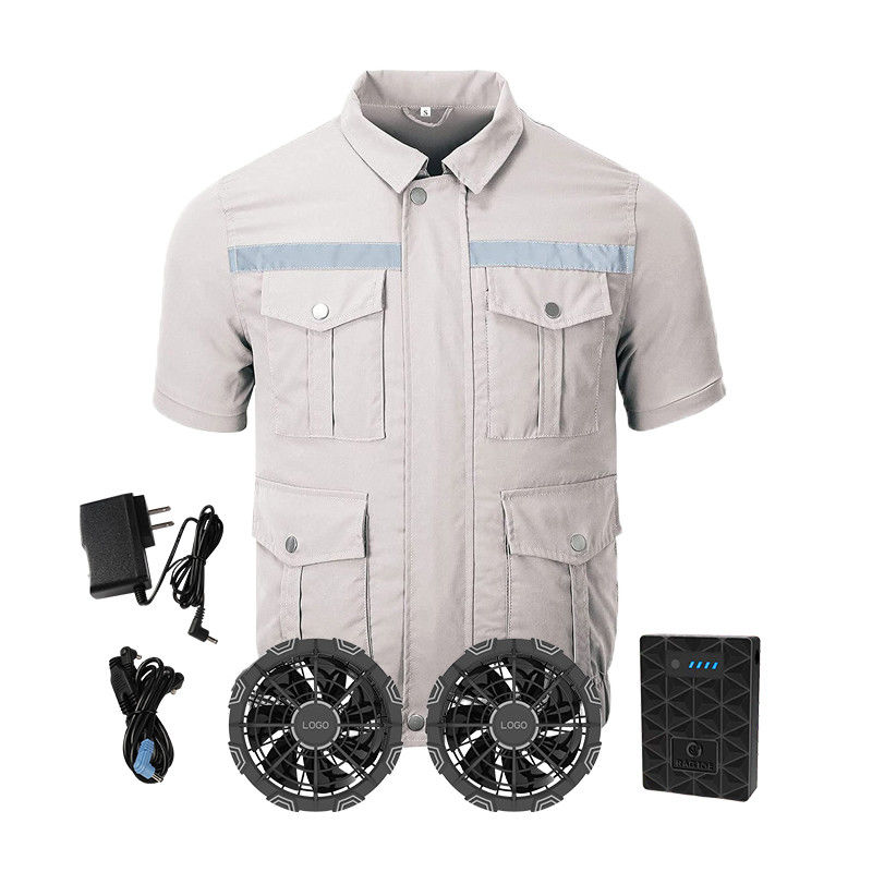 Polyester Cotton Air Conditioned Shirts M L XL XXL XXXL Size Light Grey